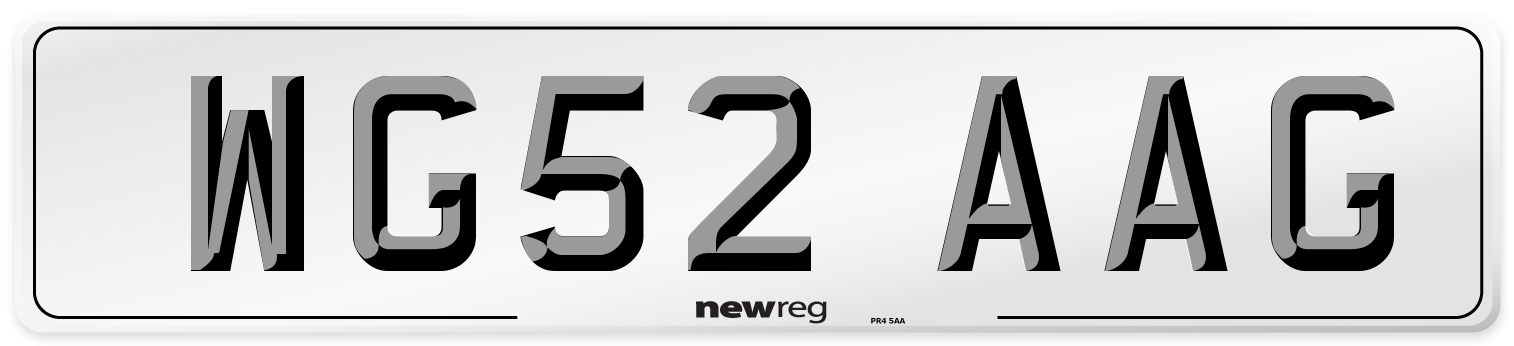 WG52 AAG Number Plate from New Reg